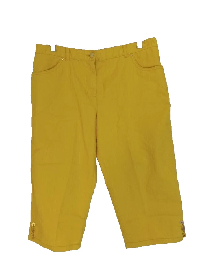 Hearts of Palm Capri Pants Womens Size 12P Canary Yellow Skimmer 16 W x 25 L - Image 3 of 4