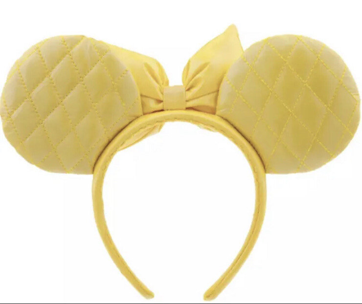 Disney Authentic 2023 Parks Yellow Quilted Minnie Mouse Ears Headband Beautiful Belle Minnie Ears Swoosh into Disneyland  main image 4