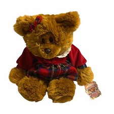 Vintage RARE Commonwealth Christmas Plaid Dress Girl Teddy Bear Plush 18  Tag