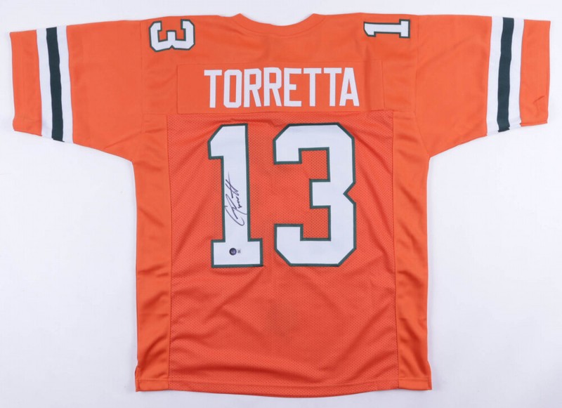  Gino Torretta Signed Miami Hurricanes Jersey (Beckett Holo) 1992 Heisman Trophy