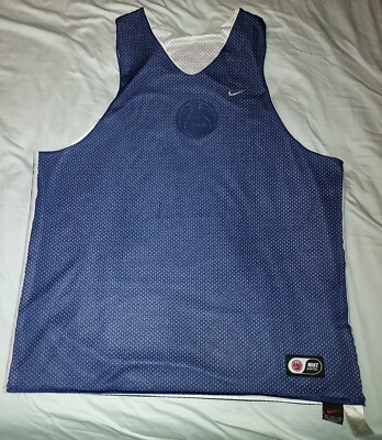 VTG NIKE REVERSIBLE MESH JERSEY BASKETBALL TANK TOP LARGE BLUE WHITE 90s  Y2K VGC