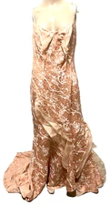 Nina Ricci 2009 Runway Vintage Floral Ruffe Long Gown Maxi Dress US 6 8 / IT 44