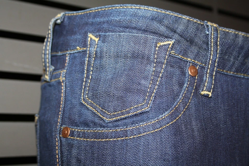 Pantalones de mezclilla Mavi Olivia 10189-4949 Deep Prm Str enjuague oscuro tiro bajo pierna recta nuevos Foto 3 de 4