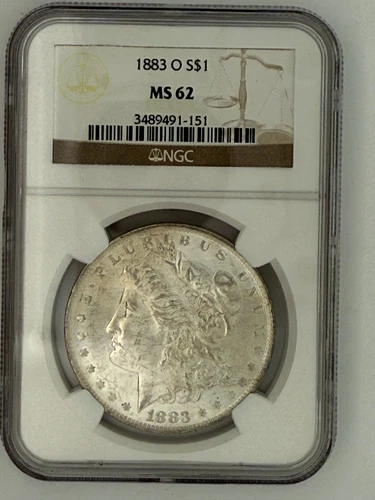 1883 O NGC MS62 Morgan Silver Dollar $1 US Mint Coin 1883-O MS-62 ME7447