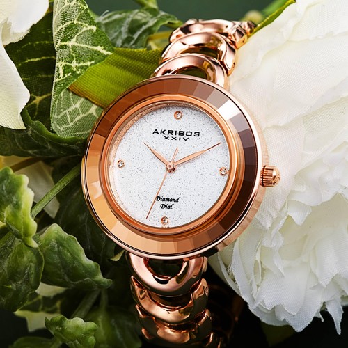Women's Akribos XXIV AK1088 Smart Design Diamond Glitter Stainless Steel Watch - Picture 6 of 20