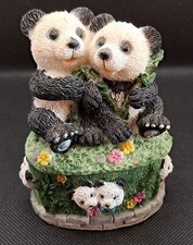 Pair of Cuddling Panda's Trinket Box - Made From Resin - 10.5cm