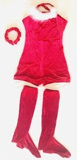 christmas dance costume girls red velour 3 PCs sz L 10-12 
