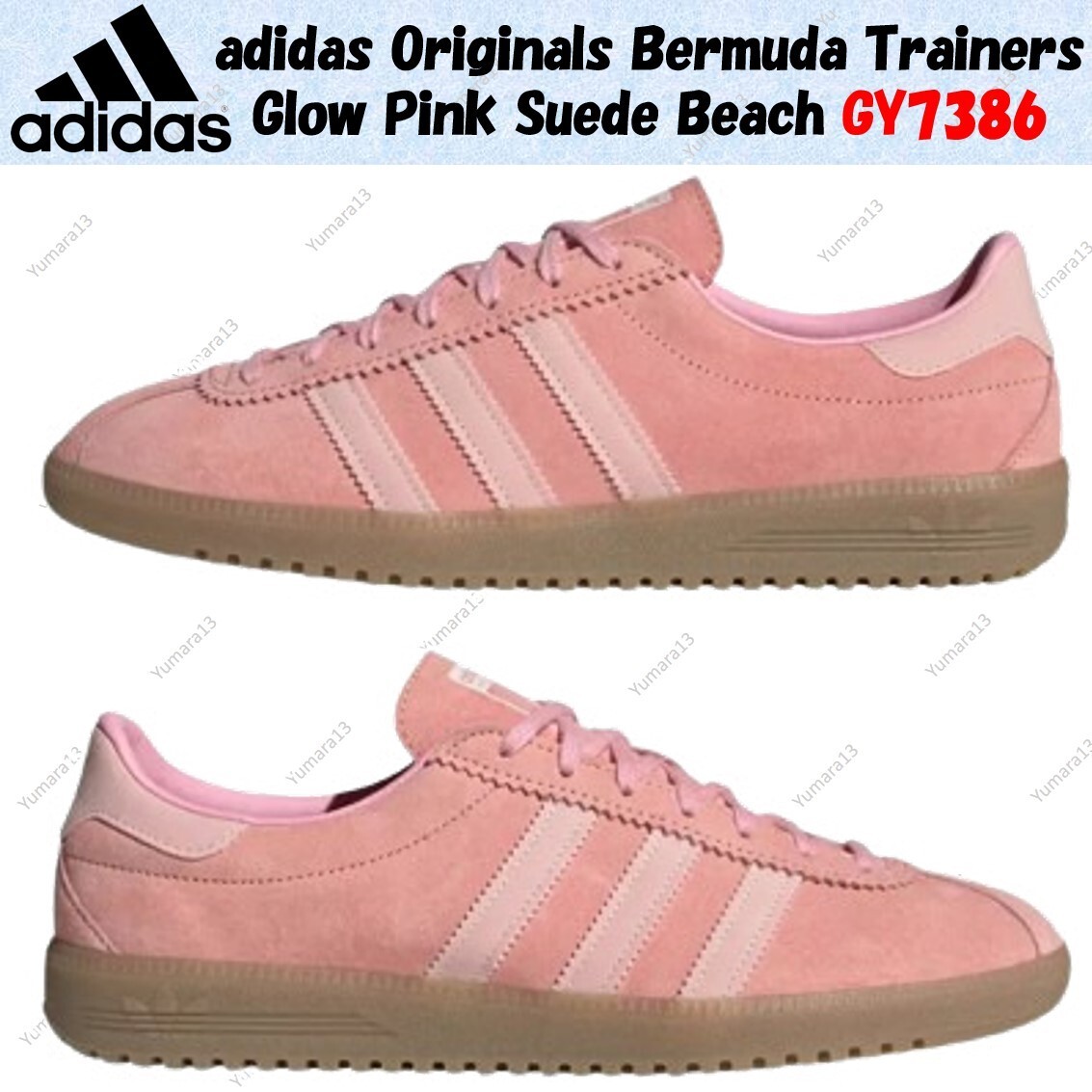 adidas Originals Bermuda Trainers Glow Pink Suede Beach GY7386