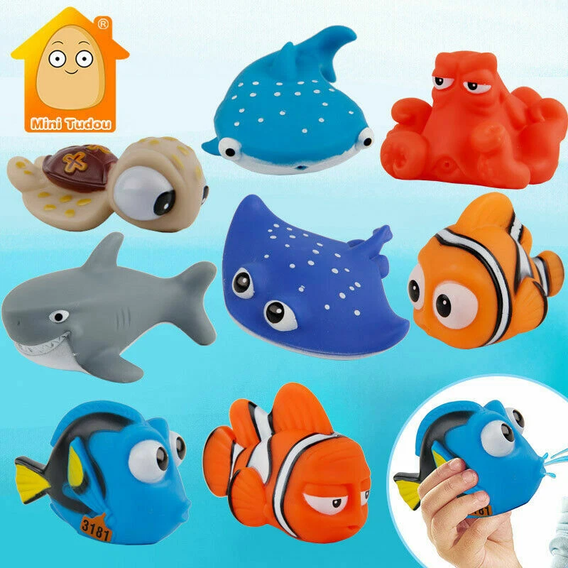 8pcs Rubber Float Clown Fish For Nemo Disney Baby Bath Toy Shower Bath  Birthday