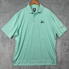Footjoy Shirt Mens XL Green Polo Short Sleeve Golf FJ Performance Stripe