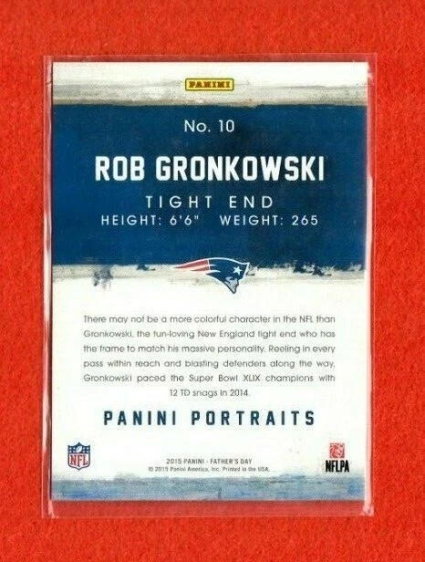 2015 Panini Portraits Rob Gronkowski Fathers Day Patriots Buccaneers #10 - Image 2 of 2