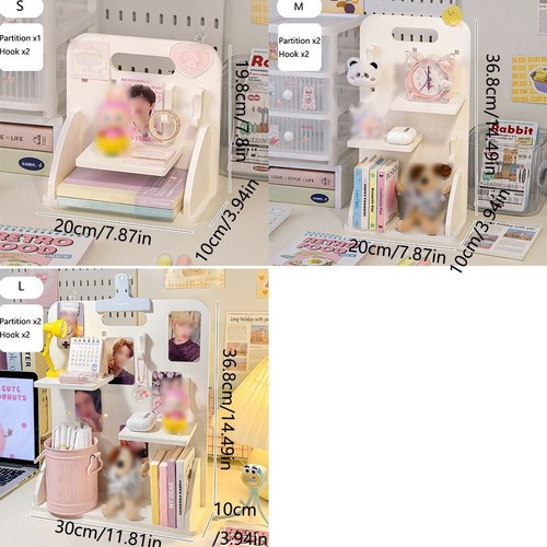 Partition Small Card Display Shelf With Hooks Stationery Organizer Rack Desk - Picture 2 of 15