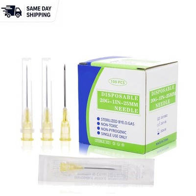 Versatile 20 Gauge 25mm Needles - 100 Disposable Sterile for Labs and Industry