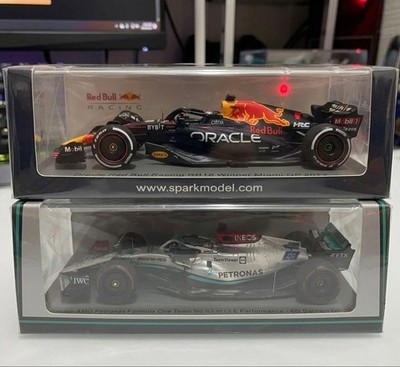 Spark 1/43 RB18 Verstappen Miami GP Win & Mercedes W13E Russell Bahrain GP