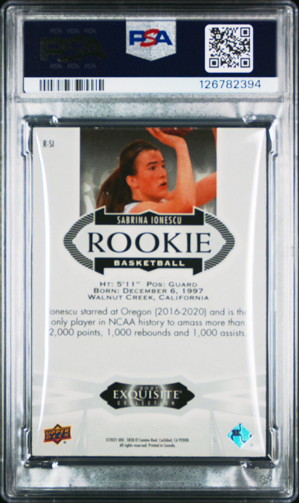 2021 GOODWIN CHAMPIONS EXQUISITE COLLECTION ROOKIES SABRINA IONESCU 49/149 PSA 9 view 2