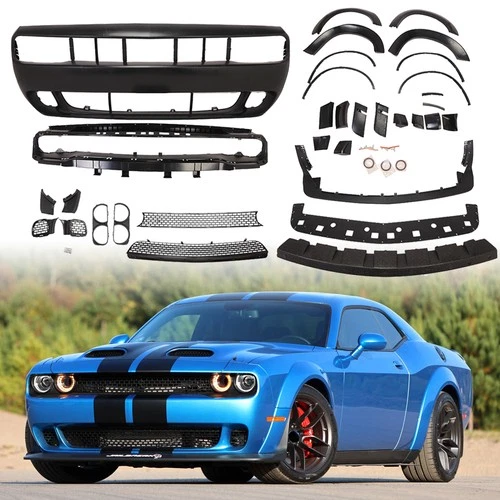 Fits 15-23 Dodge Challenger Hellcat Style Widebody Conversion Front Bumper Kit