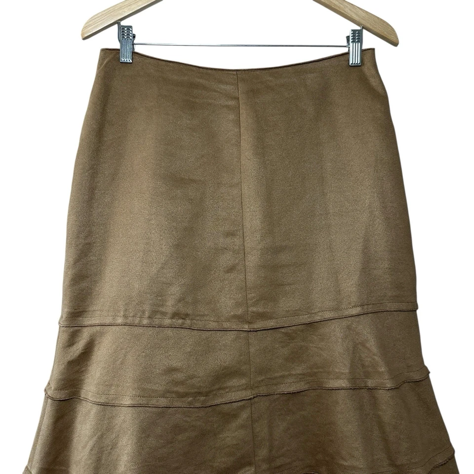 Saia Midi Bamboo Traders Feminina 8 Camelos Camurça Falsa Boho Cottagecore Outono Marrom - Imagem 4 de 4