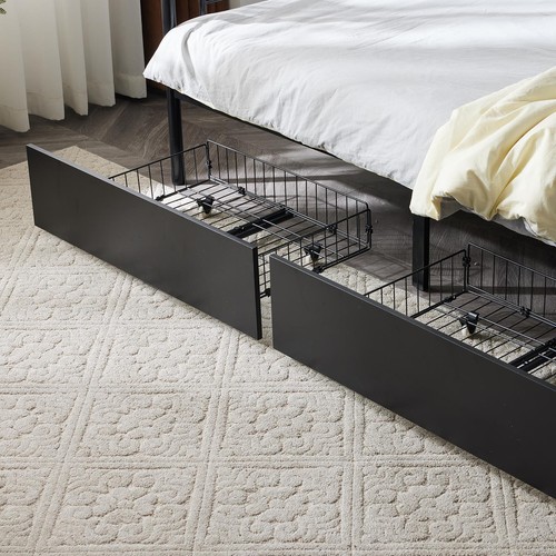 Twin over Twin Bunk Beds Frame Ladder 2 Drawer Bedroom Dorm for Kids Child Adult - Picture 4 of 9