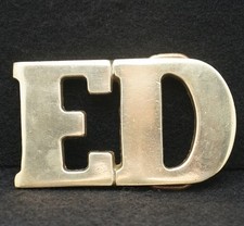 WC13107 FANTASTIC VINTAGE 1970s ED NAME ARTWORK SOLID BRASS BELT BUCKLE