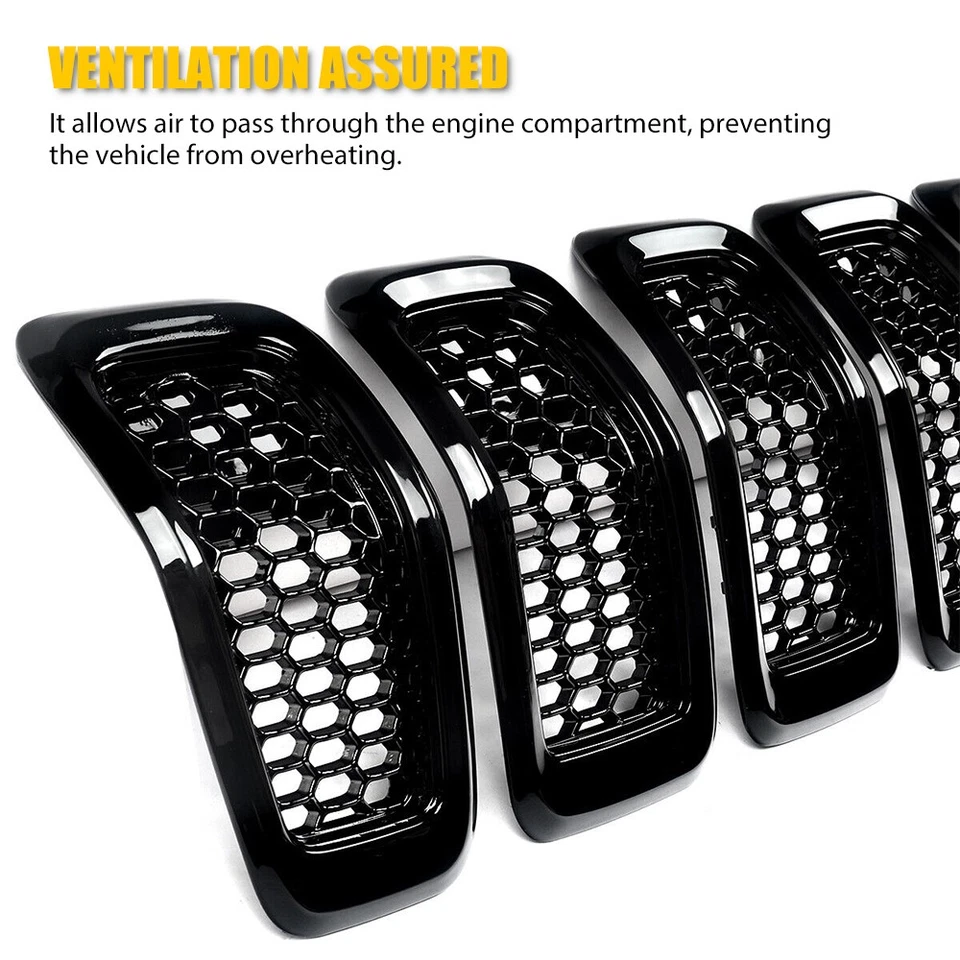 7X Black Front Bumper Honeycomb Mesh Grill Inserts for Jeep Cherokee 2014-2018 - Image 4 of 4