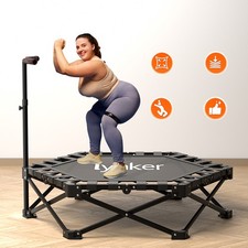 40 Inch Foldable Trampoline with Adjustable Handle 330lbs Capacity Adult Fitness