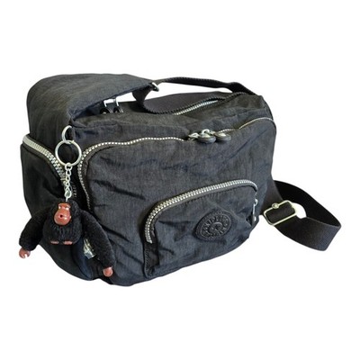 Kipling HB3122 Erica Tote Crossbody Bag Purse Black Canvas w/ Monkey Key Ring