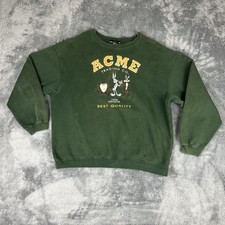 Vintage Warner Bros ACME Trading Co Looney Tunes M Bugs Bunny Taz Green Faded