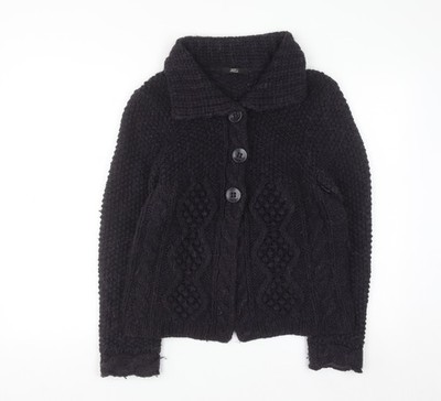 Marks & Spencer Damen lila Zopfmuster Kragen Cardigan UK 12