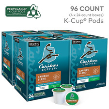 Caribou Blend Decaf Coffee Keurig K-Cup Pods Single-Serve Medium Roast 96 Ct.