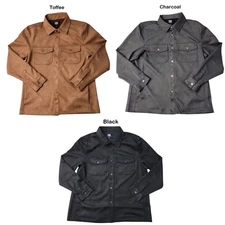 Frye Men's Classic Fit Chest Pockets Faux Suede Shirt Jacket