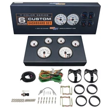 GlowShift 85mm White 7 Color 6-Gauge Cluster Dashboard Instrument Panel Set