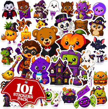 Halloween Stickers 101 PCS, Halloween Vinyl Sticker Waterproof Cute Sticker
