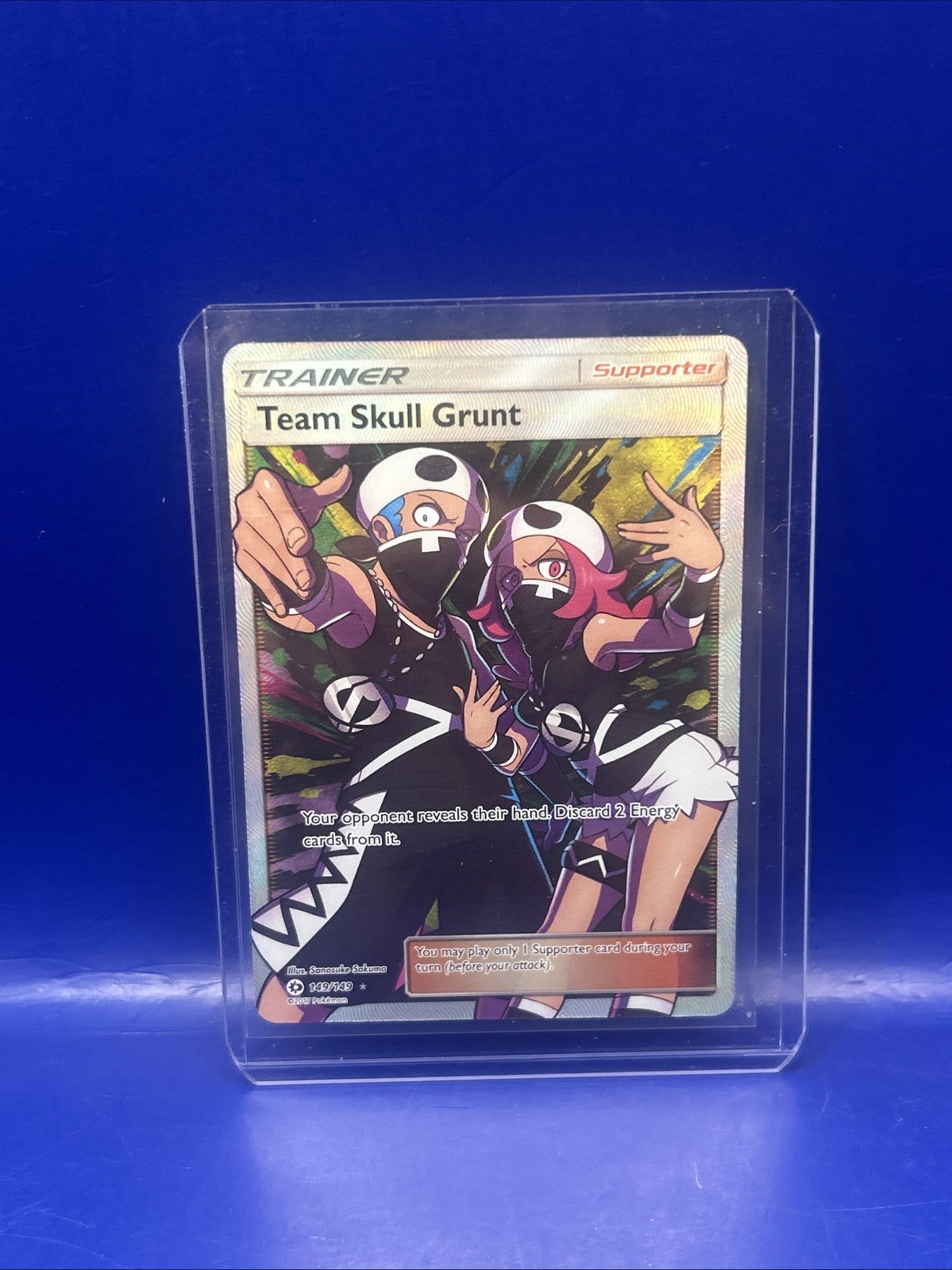 Pokemon - Sun and Moon - 2017 Team Skull Grunt (Full Art) 149/149 NM Off Center
