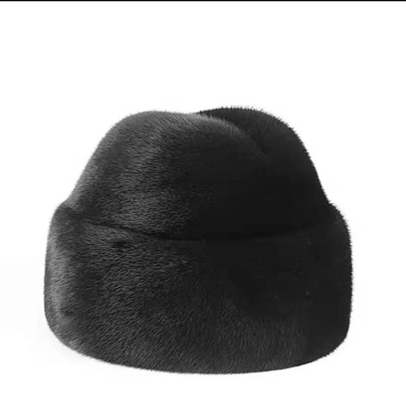 Sombrero de piel de visón para hombre Invierno Piel de visón Calor Protección para los oídos Papá Sombrero de algodón Foto 2 de 4