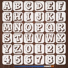 FINGERINSPIRE 36PCS Graffiti Doodle Letters and Numbers Stencils 3.9 inches