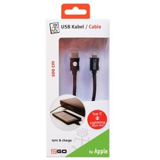 2GO USB Lade-/Datenkabel USB-C auf Apple Lightning schwarz, 100cm