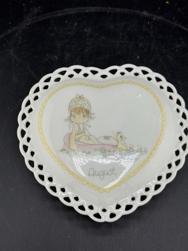 Precious Moments 1988 Enesco Japan Porcelain Heart Trinket Box August Birthday - Picture 2 of 6