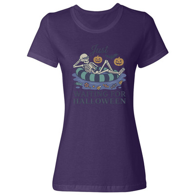 Summerween Just Waiting For Halloween Floatie Summer Ladies' Crewneck T-Shirt