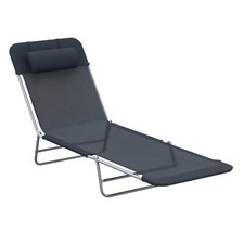 Outsunny Adjustable Sun Lounger for Camping, Black, Refurbished