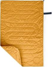 Huzi Infinity Travel - Packable Blanket - Puffy - 57 x 38 inch, Ochre Yellow 