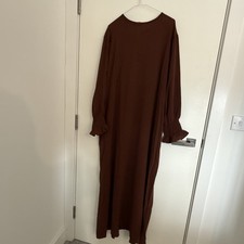 Women's Knee Length Dress brown, Faux-Wrap, No Crease 1M 2XL