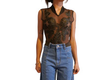 Vintage NWOT La Perla Floral Mesh Bodysuit