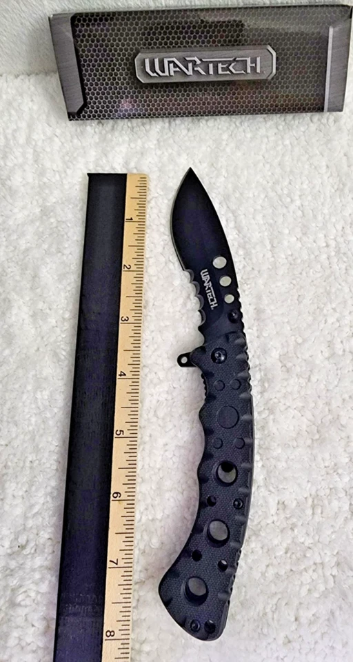 Cuchillo plegable táctico Wartech PWT402BK - hoja de acero negro 3CR13 - NUEVO EN CAJA B43 Foto 2 de 4