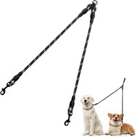 Hundeleine Doppelleine FüR 2 Hunde Reflektierend Verstellbar 75Cm Schwarz