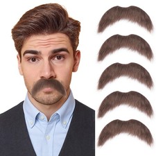 5pcs/Pack Brown Fake Mustache for Men Halloween Self Adhesive Men,