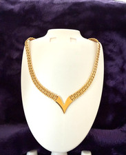 Napier Gold Tone Chain Link V-Style Vintage 1980's Necklace 18" 7mm