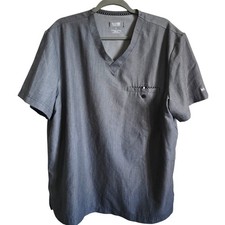 Koi Next Gen L Gray Scrub Top V Neck Pocket Short Sleeve Womens L NEW