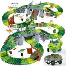 Dinosaur Toys, Dinosaur Race Track for Kids 35, Flexible Train Track Playset ...
