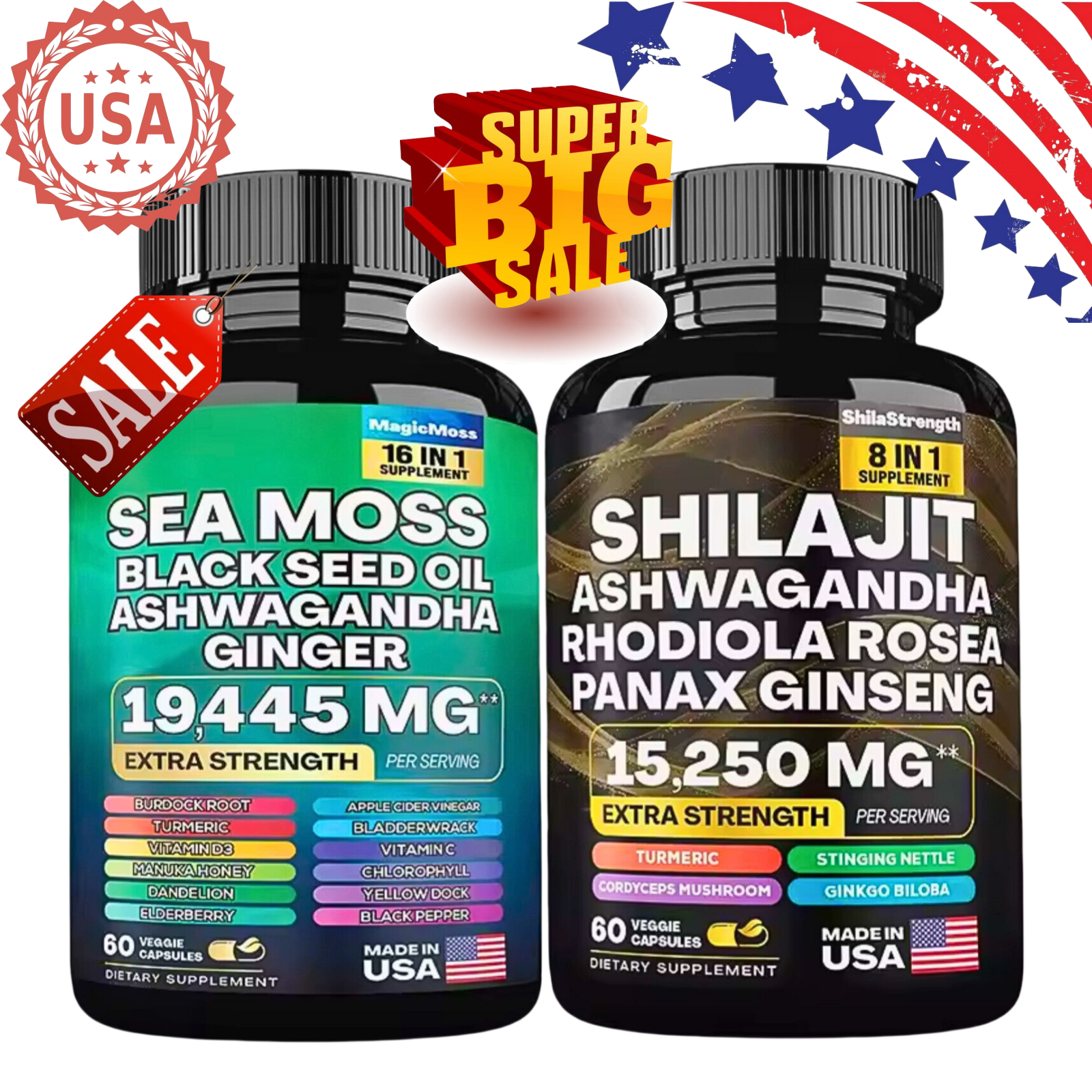 Sea Moss & Shilajit (Black Seed Oil, Turmeric, Ashwagandha, Ginger, Vitamin D)