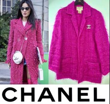Chanel 1998 90s Vintage Mohair Fur Pink Jacket Top 38 40 42 44 6 8 Coat S M L XL